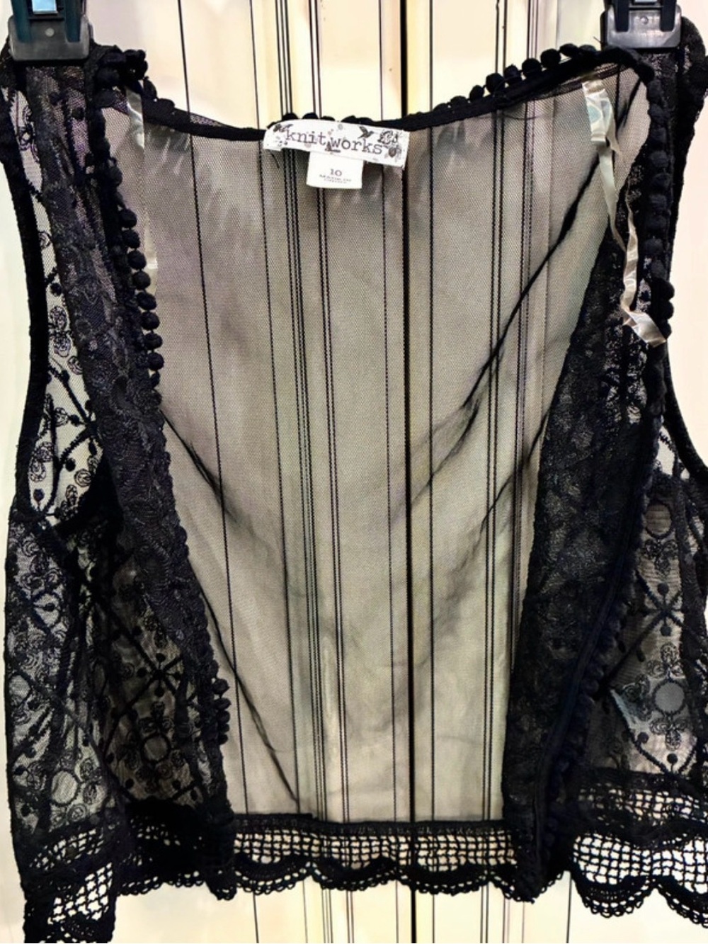 Knitworks Black Lace Sheer Vest - SZ 10 Kids